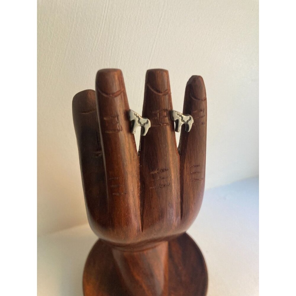 Vintage Southwestern Style TINY Pewter Horse Pierced Earrings Signed Sweden